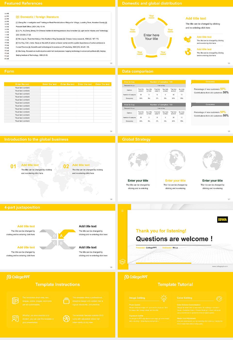University of Iowa Thesis Proposal/Graduation Defense PPT Template16:9 ratio PPT effect preview image4