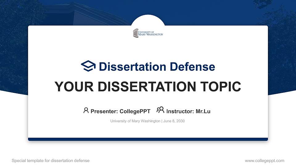 University of Mary Washington Graduation Thesis Defense PPT Template16:9 ratio PPT effect preview image