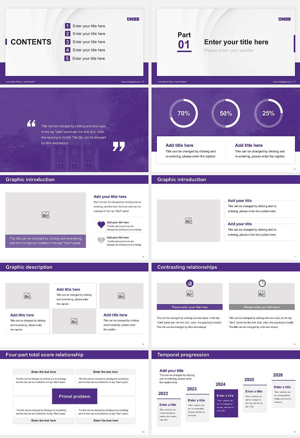 University of Mary Hardin-Baylor Thesis Proposal/Graduation Defense PPT Template16:9 ratio PPT effect preview image2