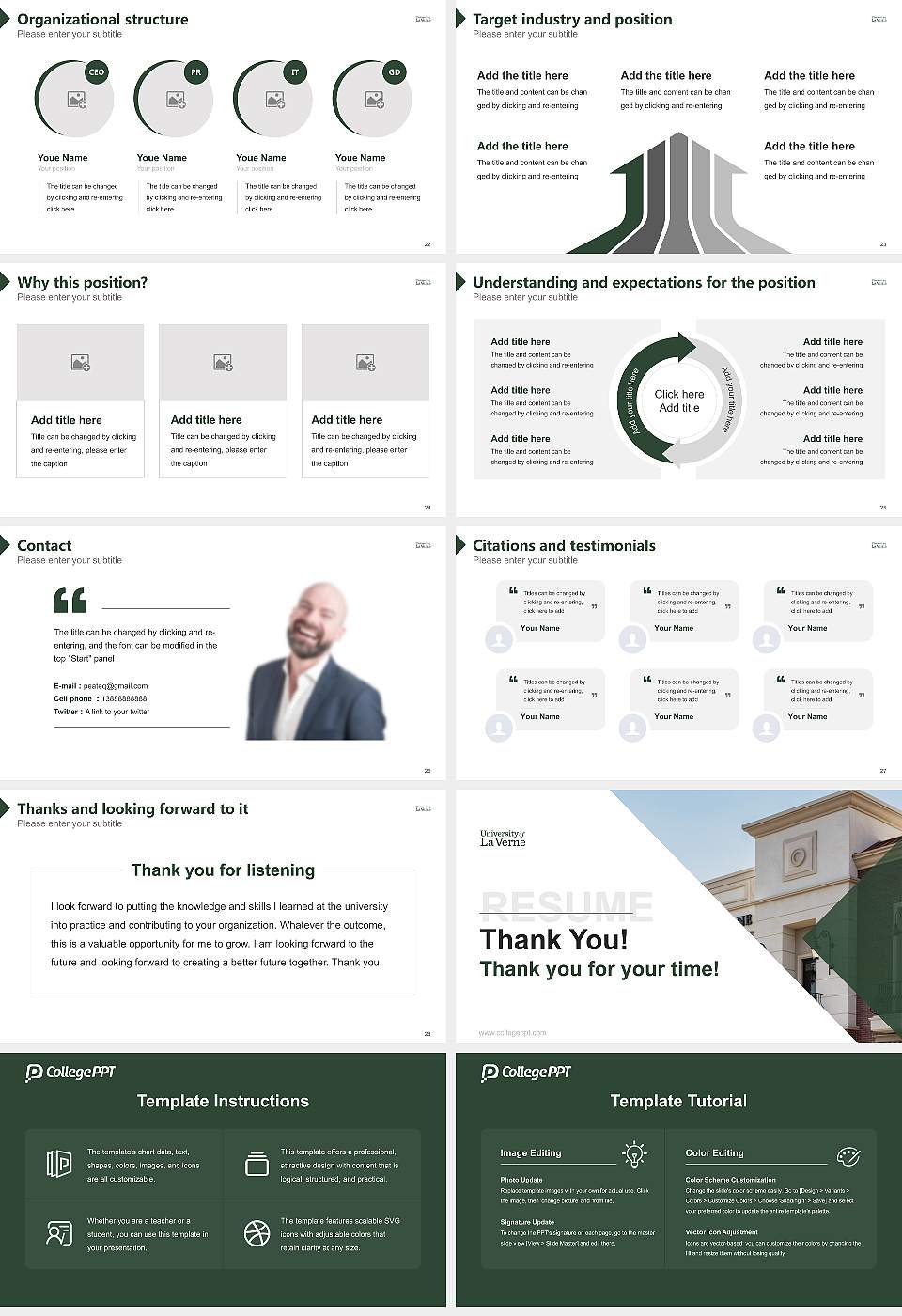 University of La Verne Resume PPT Template16:9 ratio PPT effect preview image4
