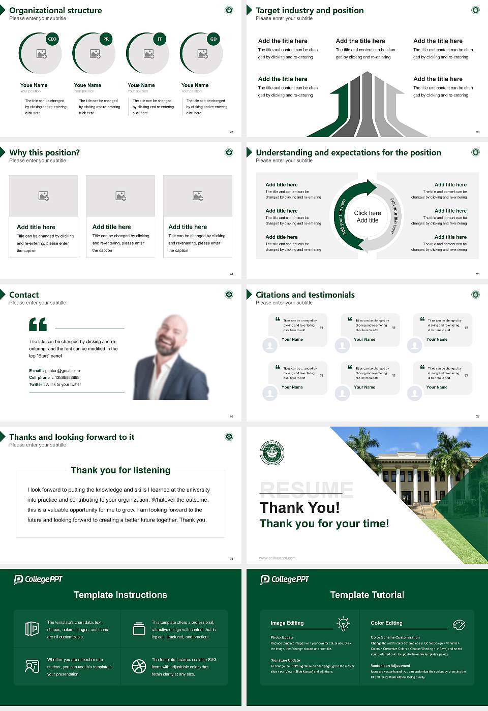 University of Hawaii at Manoa Resume PPT Template16:9 ratio PPT effect preview image4