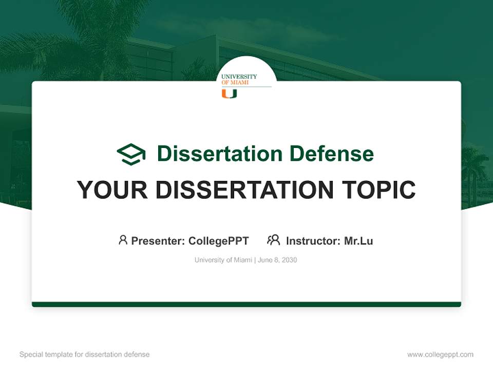 University of Miami Graduation Thesis Defense PPT Template4:3 ratio PPT effect preview image7