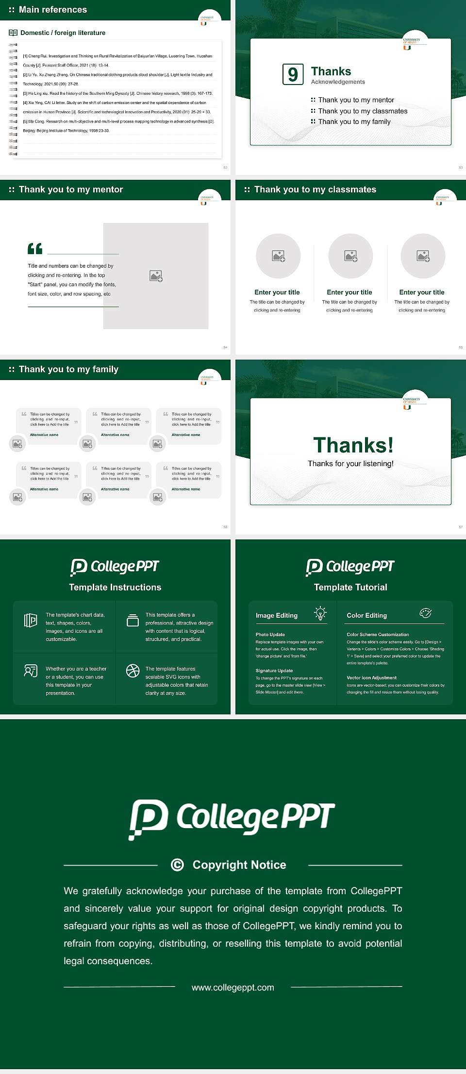 University of Miami Graduation Thesis Defense PPT Template4:3 ratio PPT effect preview image7
