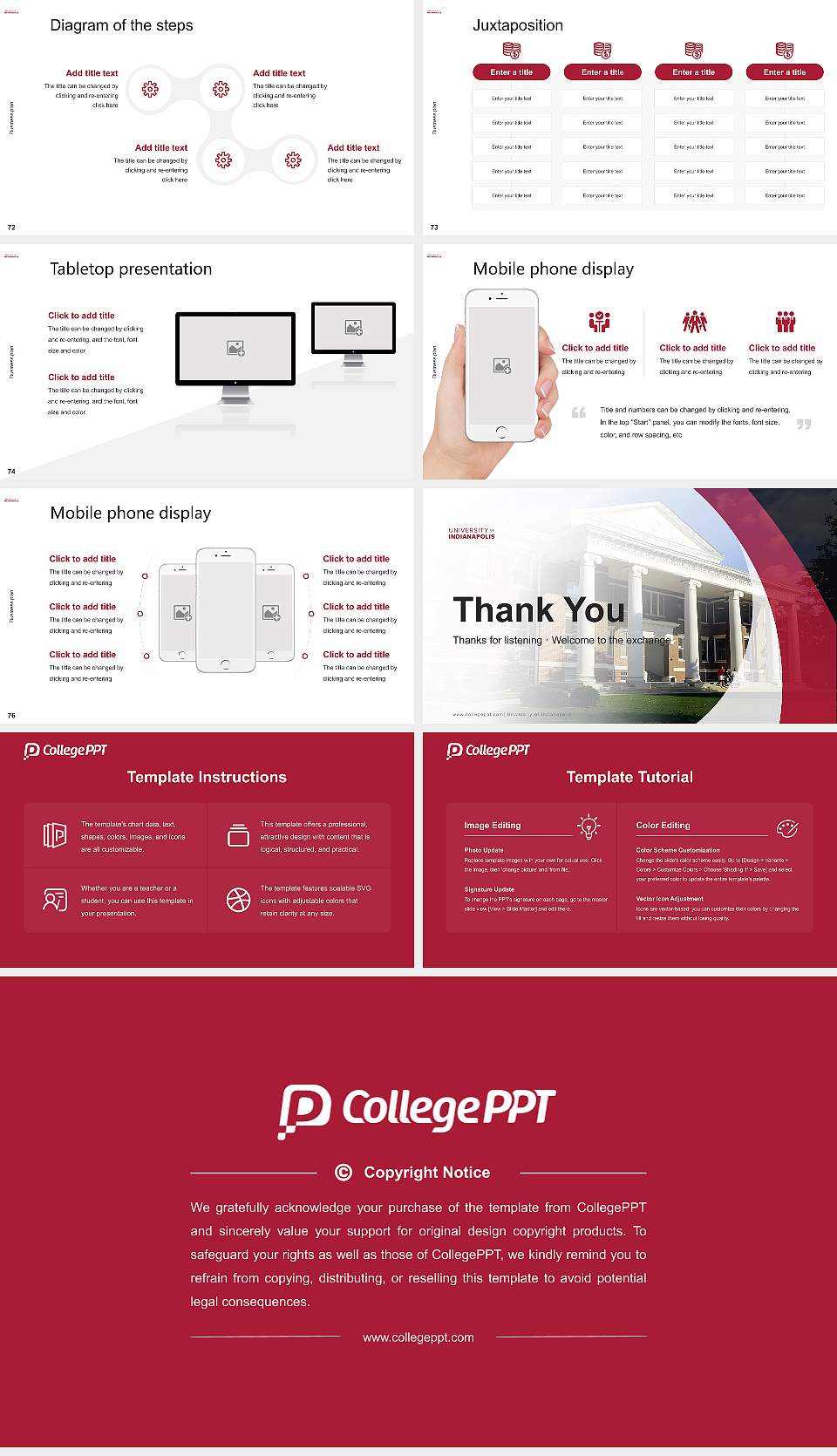 University of Indianapolis Competition/Entrepreneurship Contest PPT Template16:9 ratio PPT effect preview image9