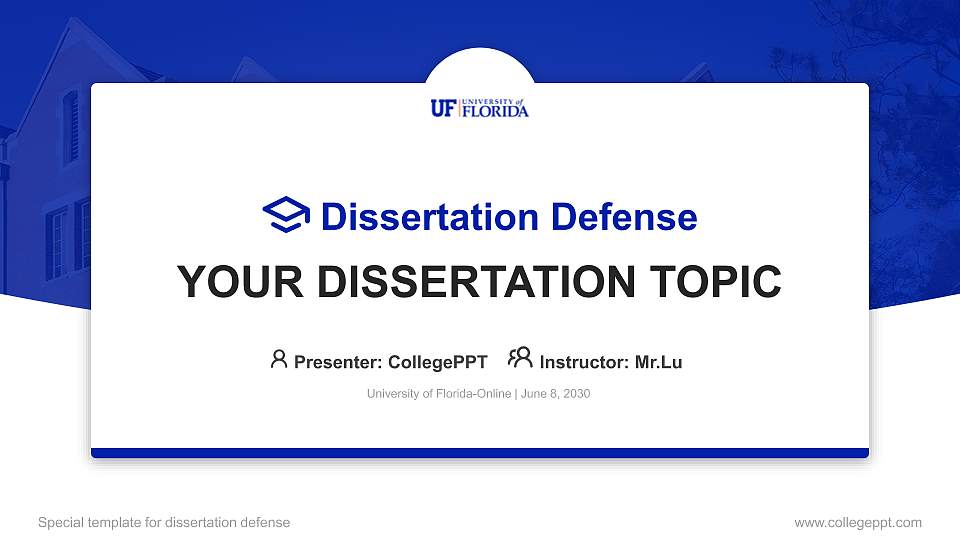 University of Florida-Online Graduation Thesis Defense PPT Template16:9 ratio PPT effect preview image