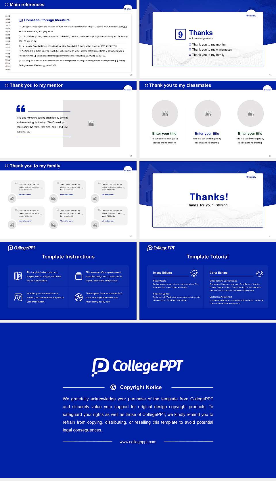 University of Florida-Online Graduation Thesis Defense PPT Template16:9 ratio PPT effect preview image7