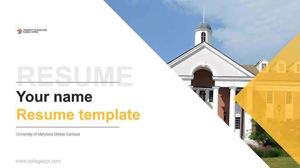 University of Maryland Global Campus Resume PPT Template16:9 ratio PPT effect preview image