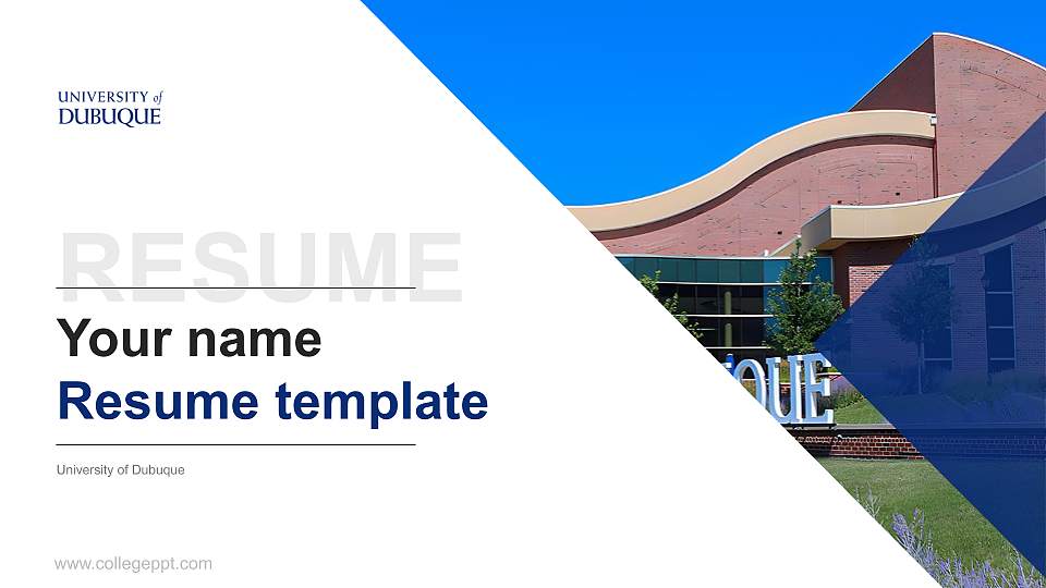University of Dubuque Resume PPT Template16:9 ratio PPT effect preview image