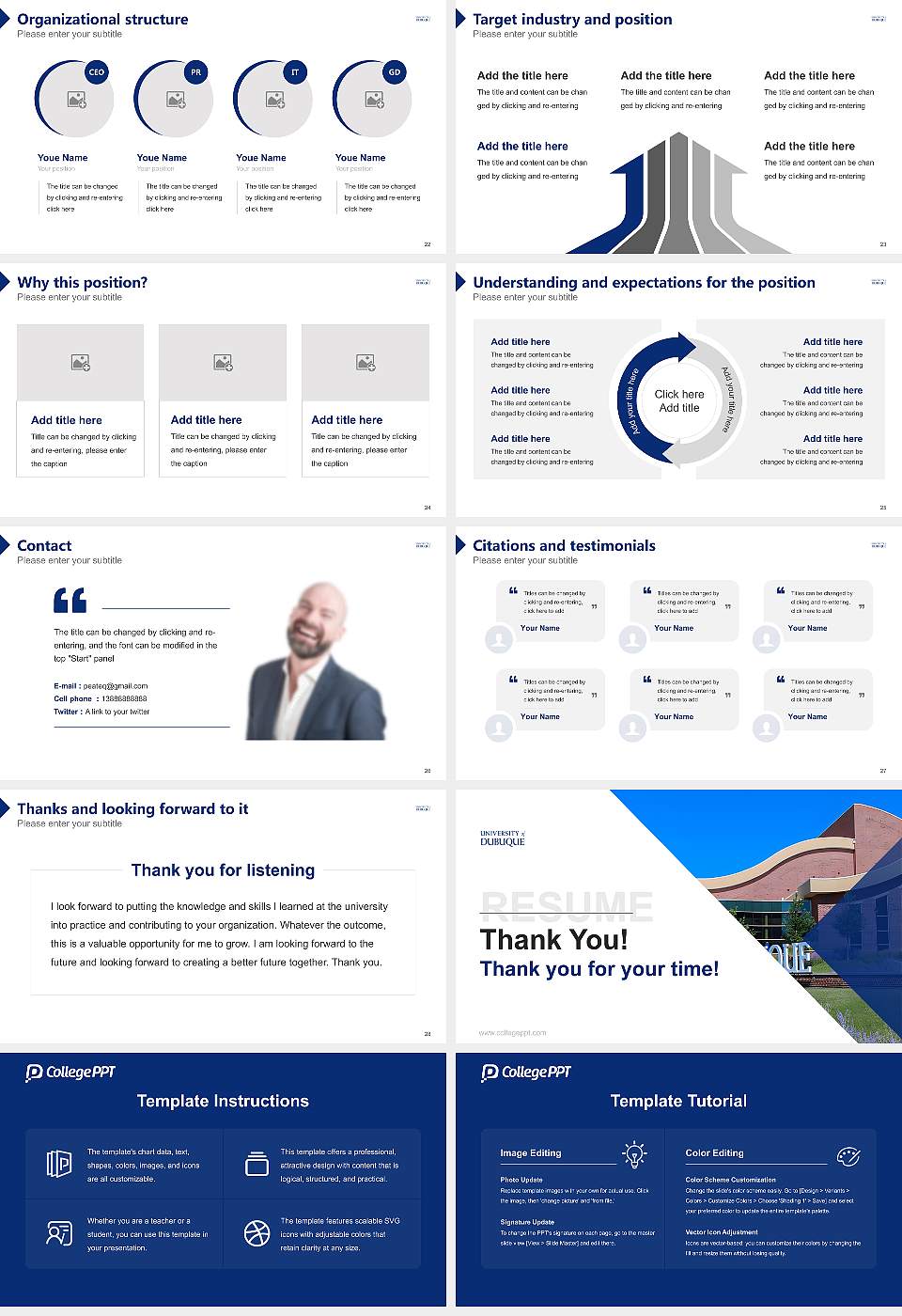 University of Dubuque Resume PPT Template16:9 ratio PPT effect preview image4