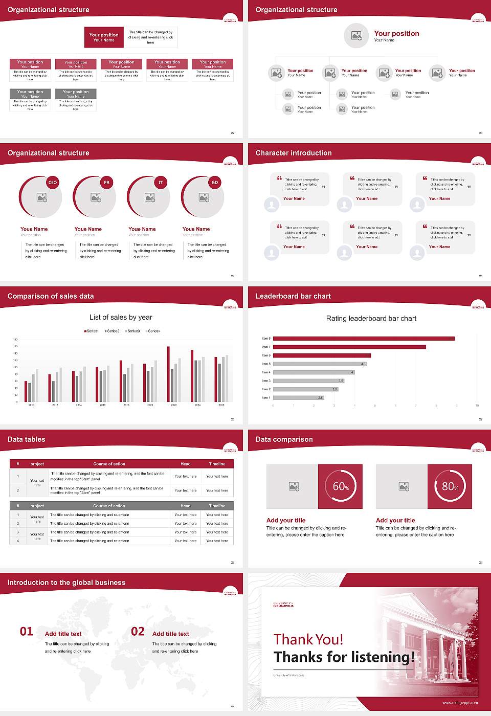 University of Indianapolis Academic Presentation/Research Findings Report PPT Template16:9 ratio PPT effect preview image4