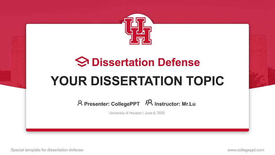 University of Houston Graduation Thesis Defense PPT Template16:9 ratio PPT effect preview image