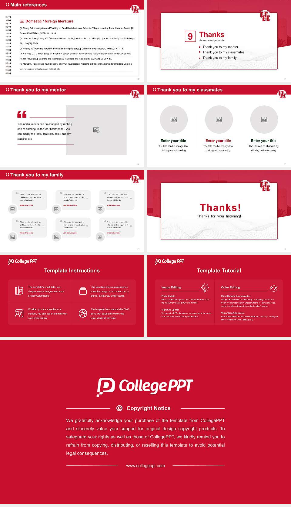 University of Houston Graduation Thesis Defense PPT Template16:9 ratio PPT effect preview image7