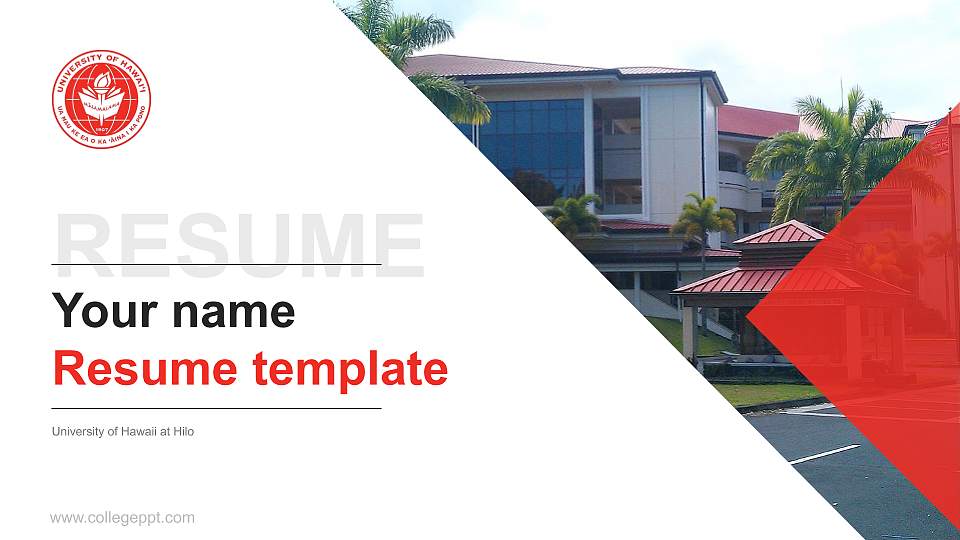 University of Hawaii at Hilo Resume PPT Template16:9 ratio PPT effect preview image