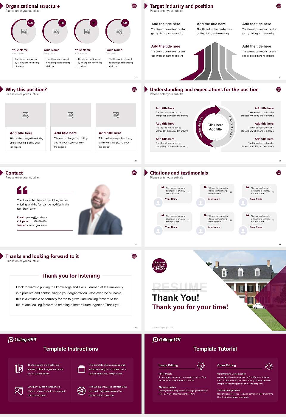 University of Holy Cross Resume PPT Template16:9 ratio PPT effect preview image4