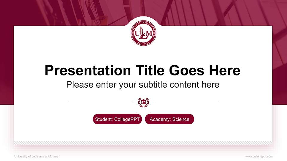 University of Louisiana at Monroe National Scholarship Defense PPT Template16:9 ratio PPT effect preview image