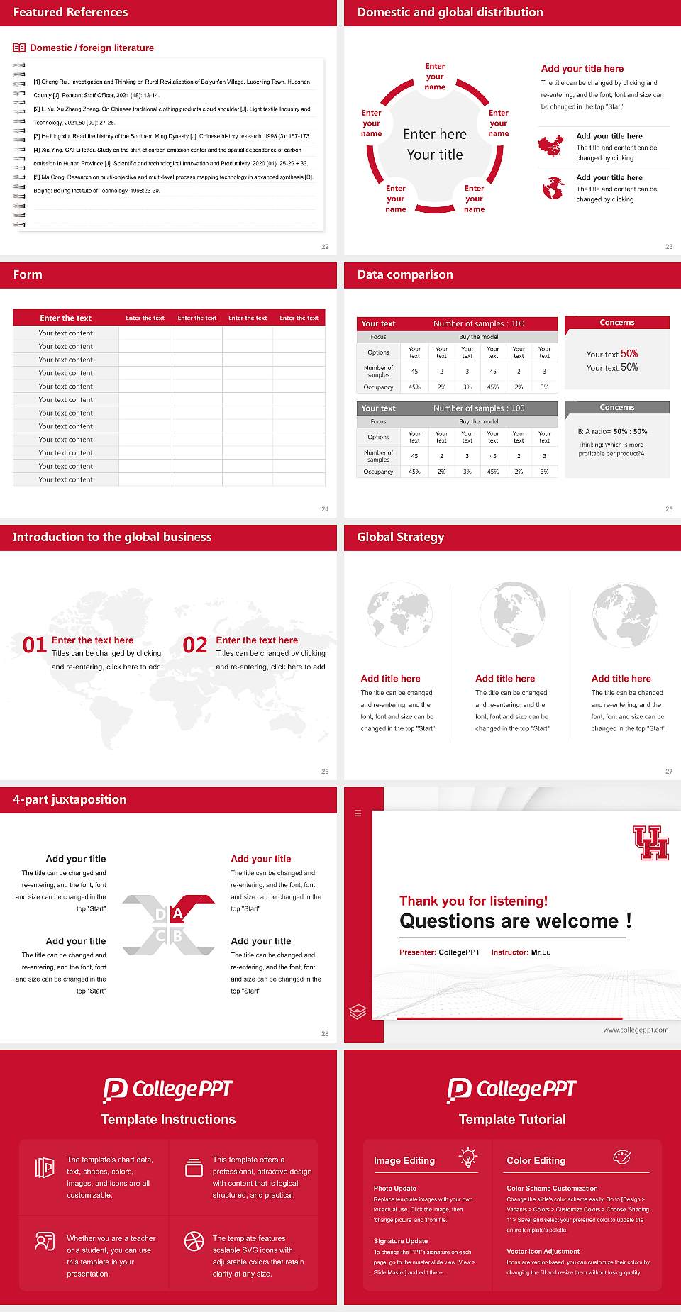 University of Houston Thesis Proposal/Graduation Defense PPT Template4:3 ratio PPT effect preview image4