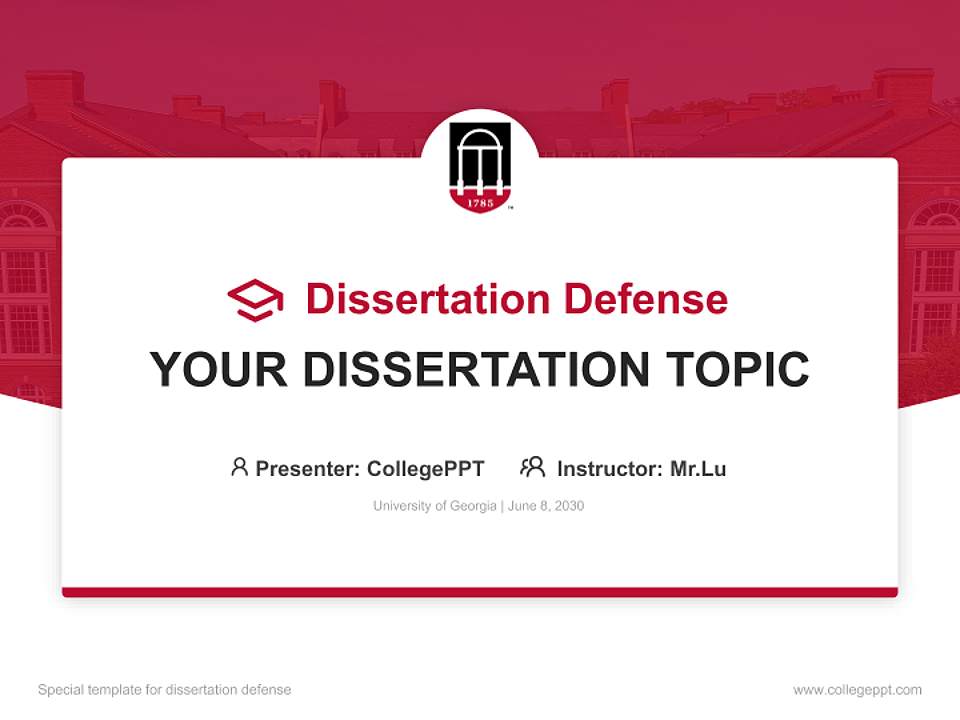 University of Georgia Graduation Thesis Defense PPT Template4:3 ratio PPT effect preview image7