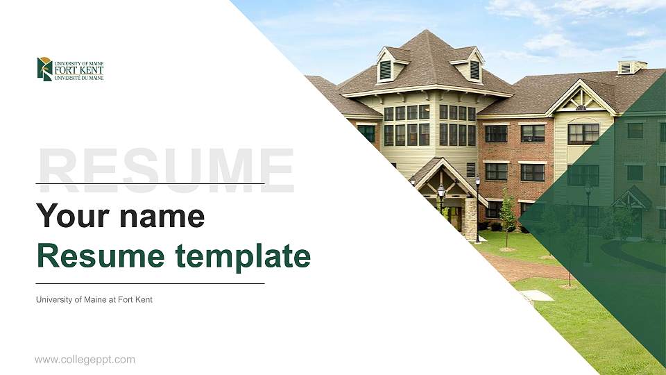 University of Maine at Fort Kent Resume PPT Template16:9 ratio PPT effect preview image