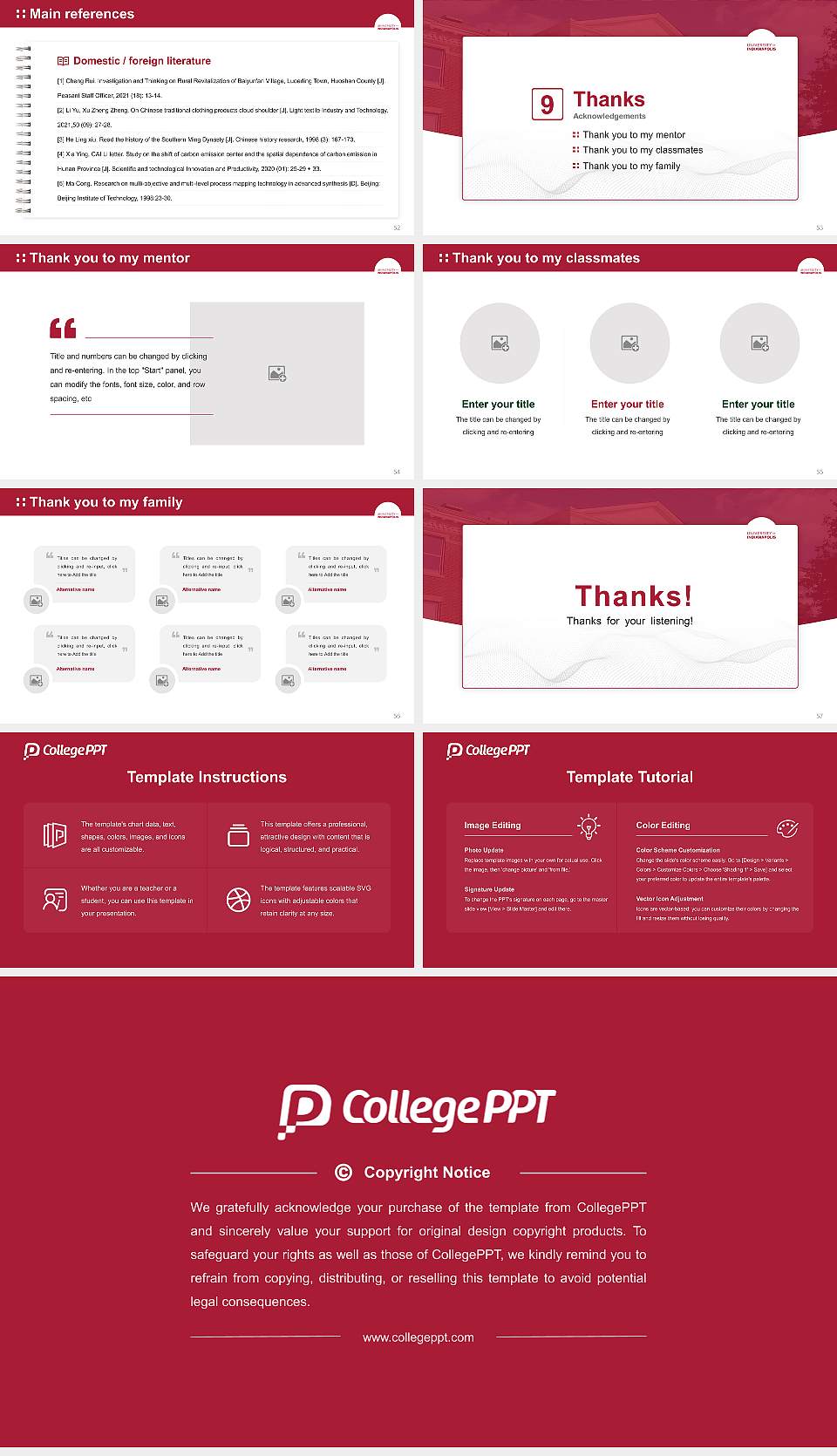 University of Indianapolis Graduation Thesis Defense PPT Template16:9 ratio PPT effect preview image7