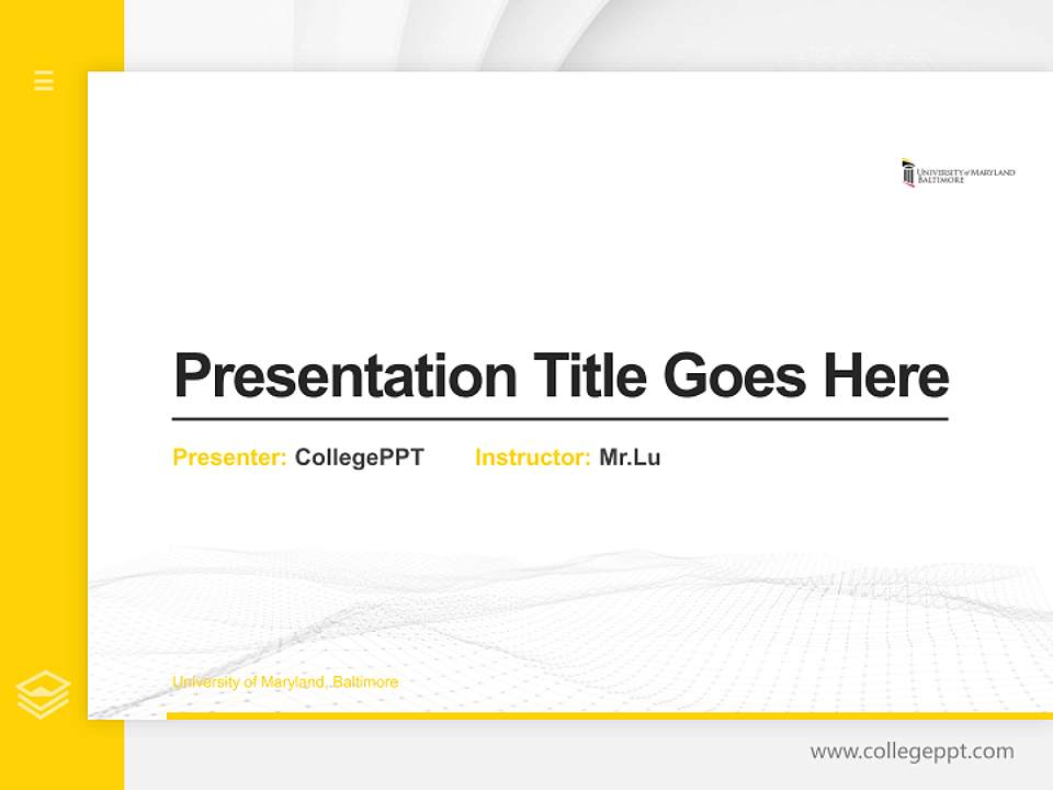 University of Maryland, Baltimore Thesis Proposal/Graduation Defense PPT Template4:3 ratio PPT effect preview image5