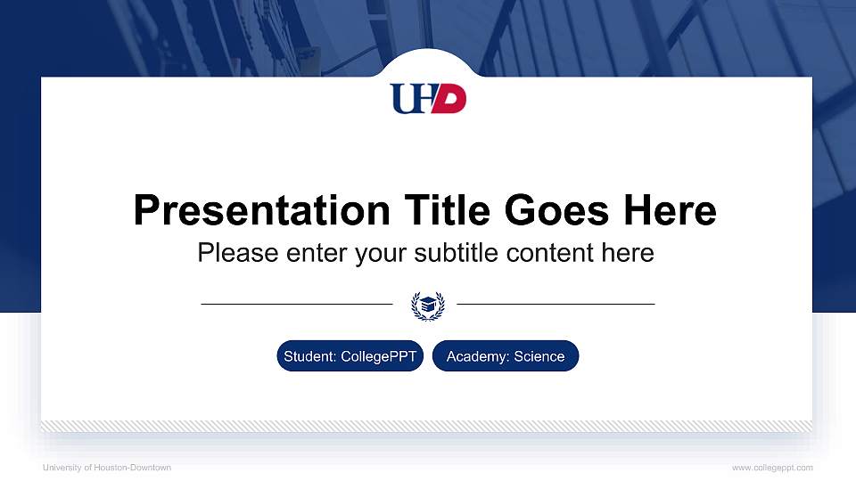 University of Houston-Downtown National Scholarship Defense PPT Template16:9 ratio PPT effect preview image
