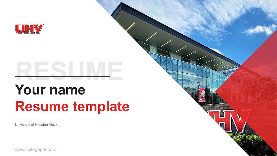 University of Houston-Victoria Resume PPT Template16:9 ratio PPT effect preview image