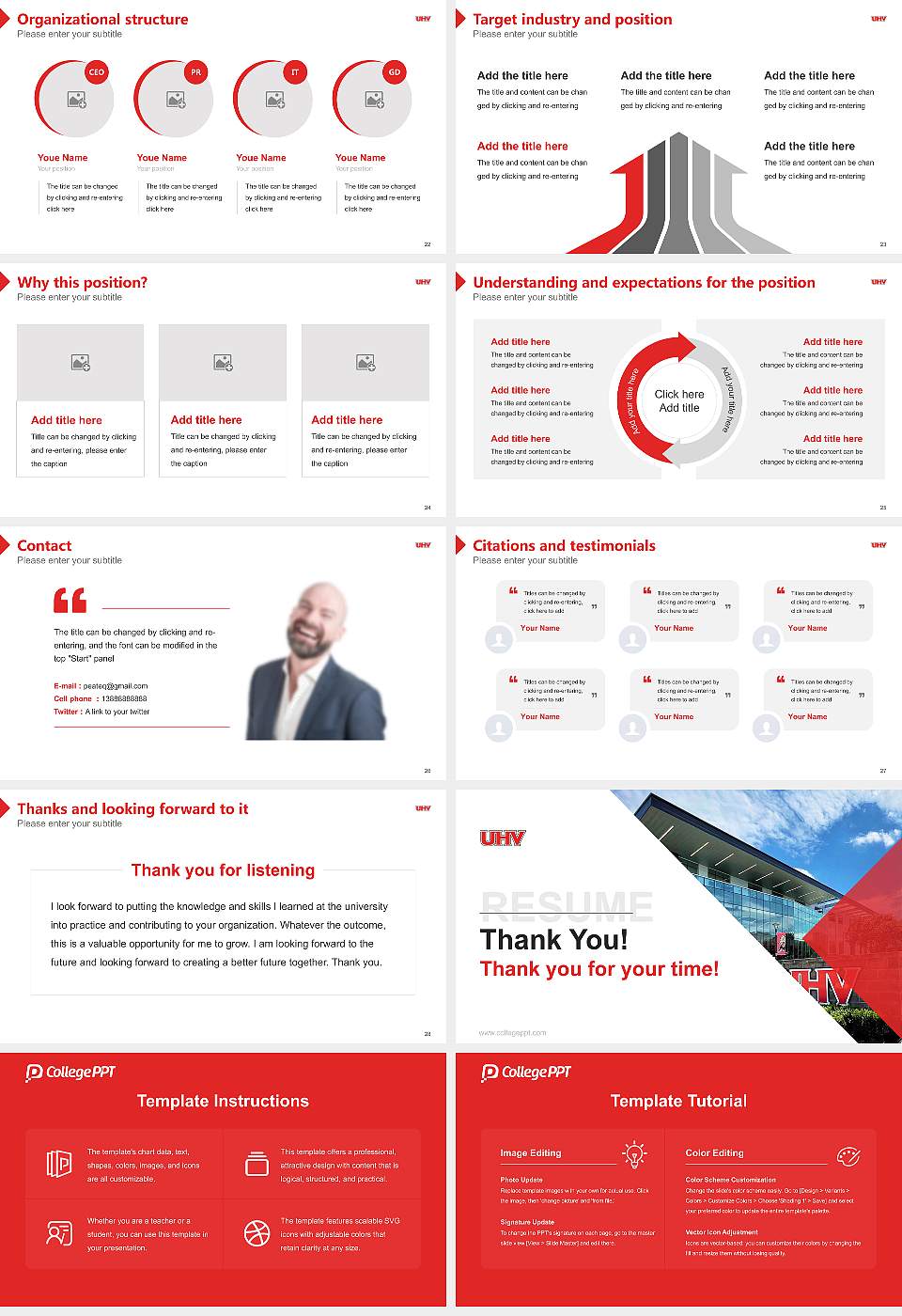 University of Houston-Victoria Resume PPT Template16:9 ratio PPT effect preview image4