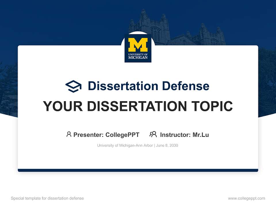 University of Michigan-Ann Arbor Graduation Thesis Defense PPT Template4:3 ratio PPT effect preview image7