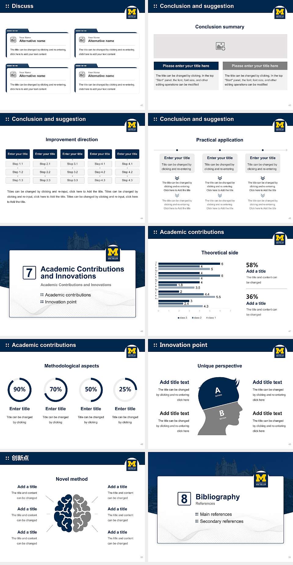 University of Michigan-Ann Arbor Graduation Thesis Defense PPT Template4:3 ratio PPT effect preview image6