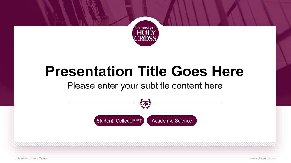 University of Holy Cross National Scholarship Defense PPT Template16:9 ratio PPT effect preview image