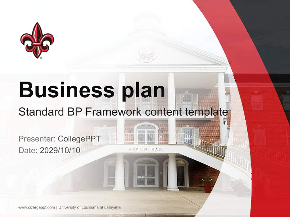 University of Louisiana at Lafayette Competition/Entrepreneurship Contest PPT Template4:3 ratio PPT effect preview image9