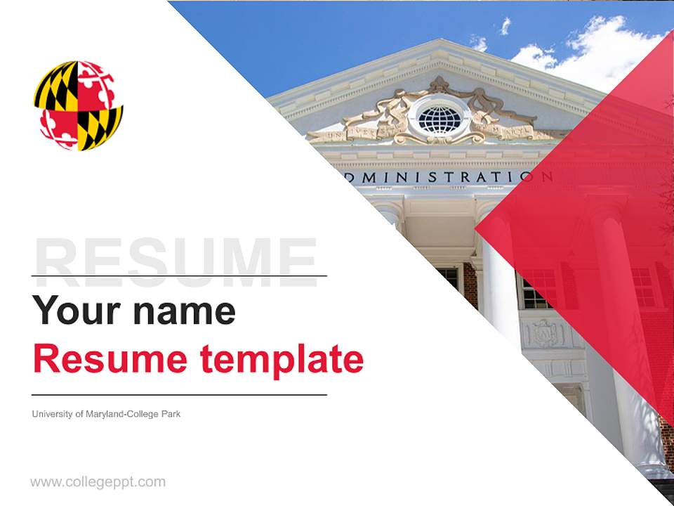 University of Maryland-College Park Resume PPT Template4:3 ratio PPT effect preview image5