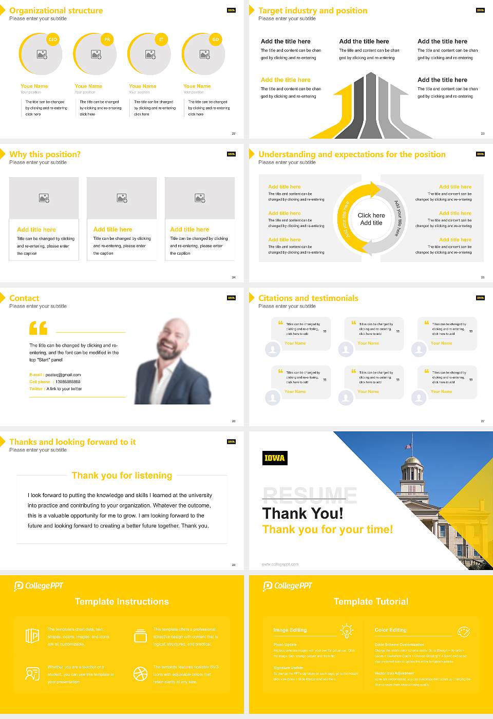 University of Iowa Resume PPT Template16:9 ratio PPT effect preview image4