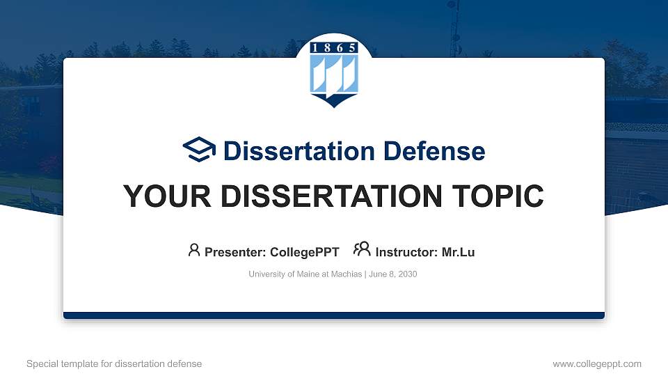 University of Maine at Machias Graduation Thesis Defense PPT Template16:9 ratio PPT effect preview image
