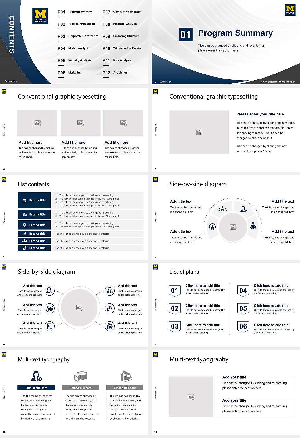 University of Michigan-Ann Arbor Competition/Entrepreneurship Contest PPT Template16:9 ratio PPT effect preview image2