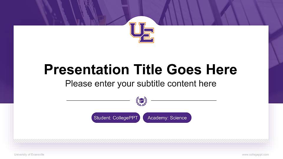 University of Evansville National Scholarship Defense PPT Template16:9 ratio PPT effect preview image