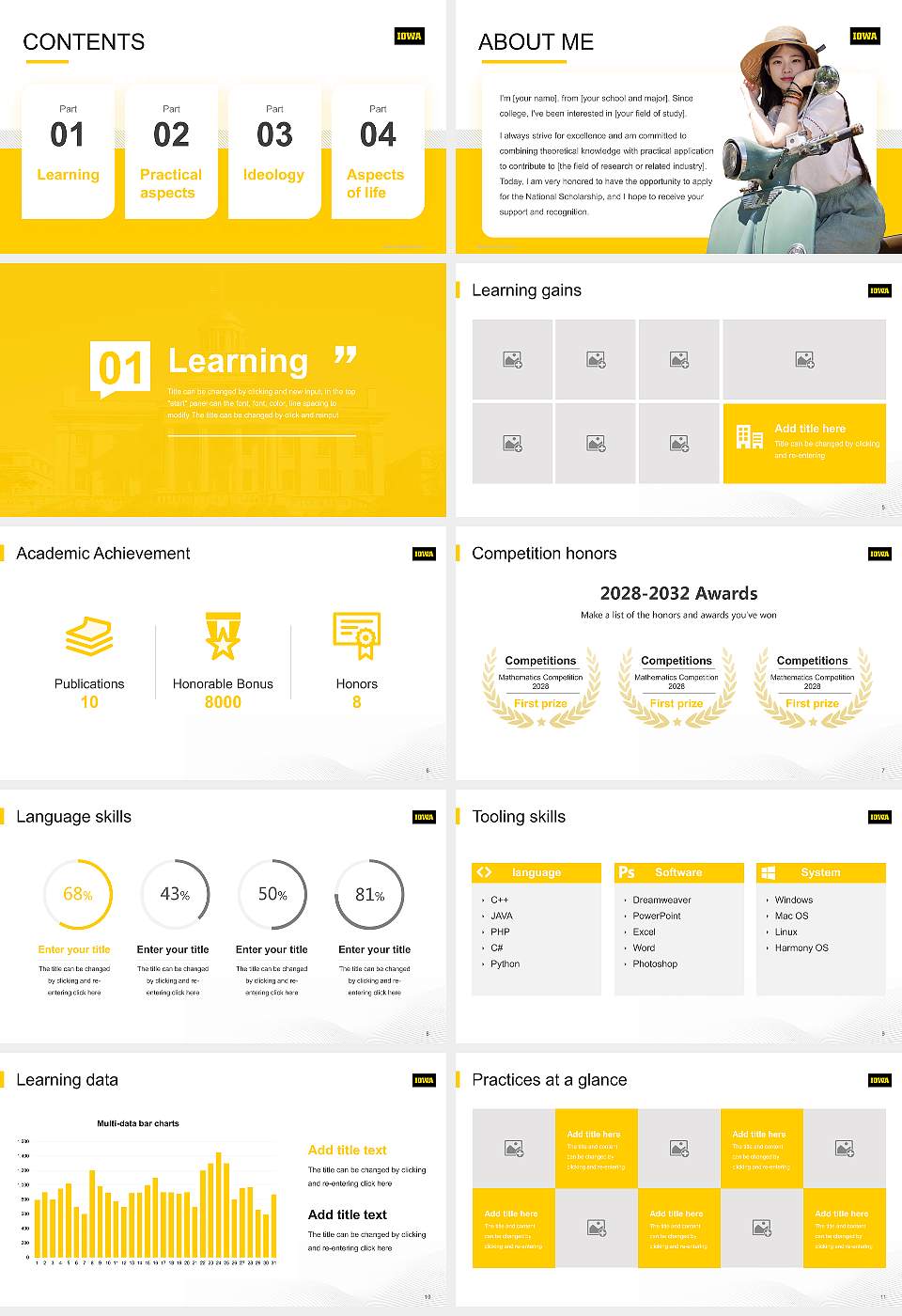 University of Iowa National Scholarship Defense PPT Template16:9 ratio PPT effect preview image2