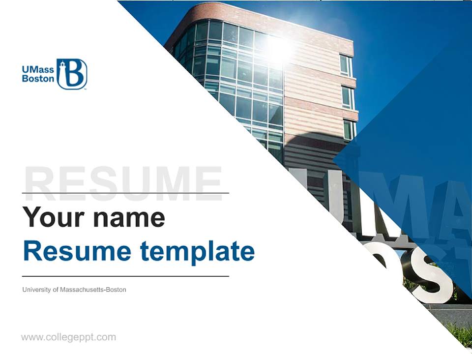 University of Massachusetts-Boston Resume PPT Template4:3 ratio PPT effect preview image5