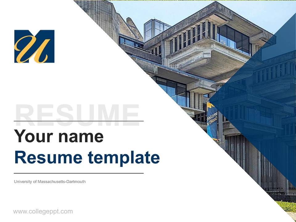 University of Massachusetts-Dartmouth Resume PPT Template4:3 ratio PPT effect preview image5