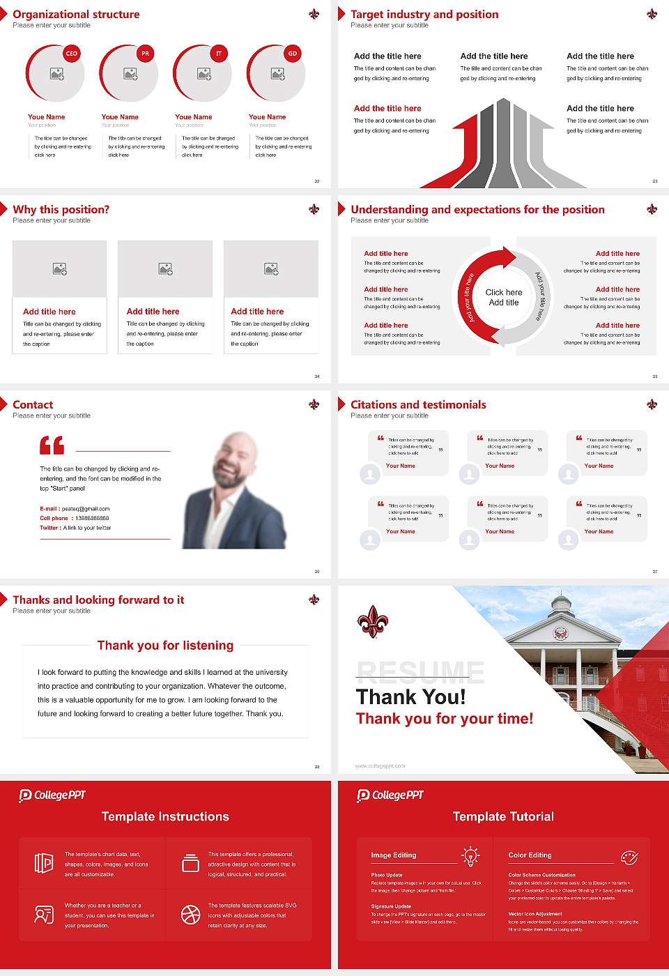 University of Louisiana at Lafayette Resume PPT Template16:9 ratio PPT effect preview image4