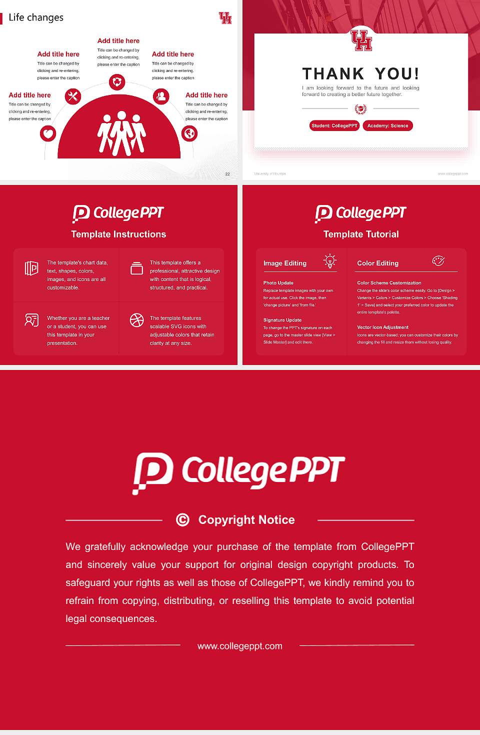 University of Houston National Scholarship Defense PPT Template4:3 ratio PPT effect preview image4