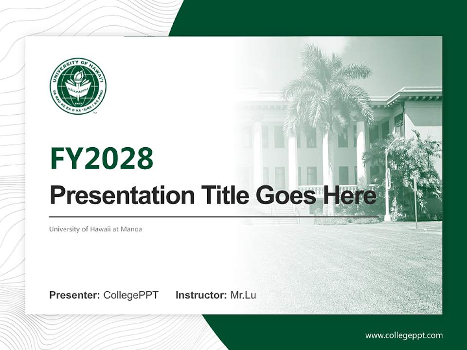 University of Hawaii at Manoa Academic Presentation/Research Findings Report PPT Template4:3 ratio PPT effect preview image5
