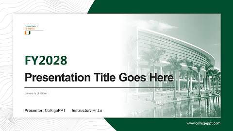 University of Miami Academic Presentation/Research Findings Report PPT Template