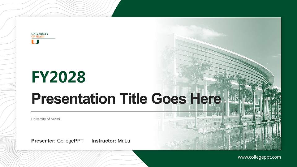 University of Miami Academic Presentation/Research Findings Report PPT Template16:9 ratio PPT effect preview image