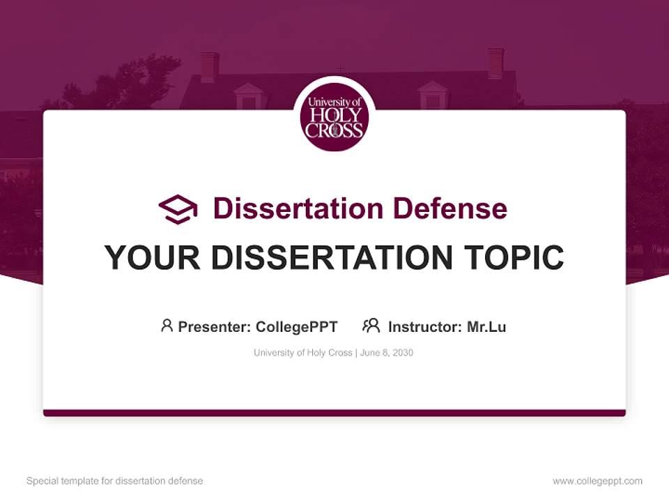 University of Holy Cross Graduation Thesis Defense PPT Template4:3 ratio PPT effect preview image7