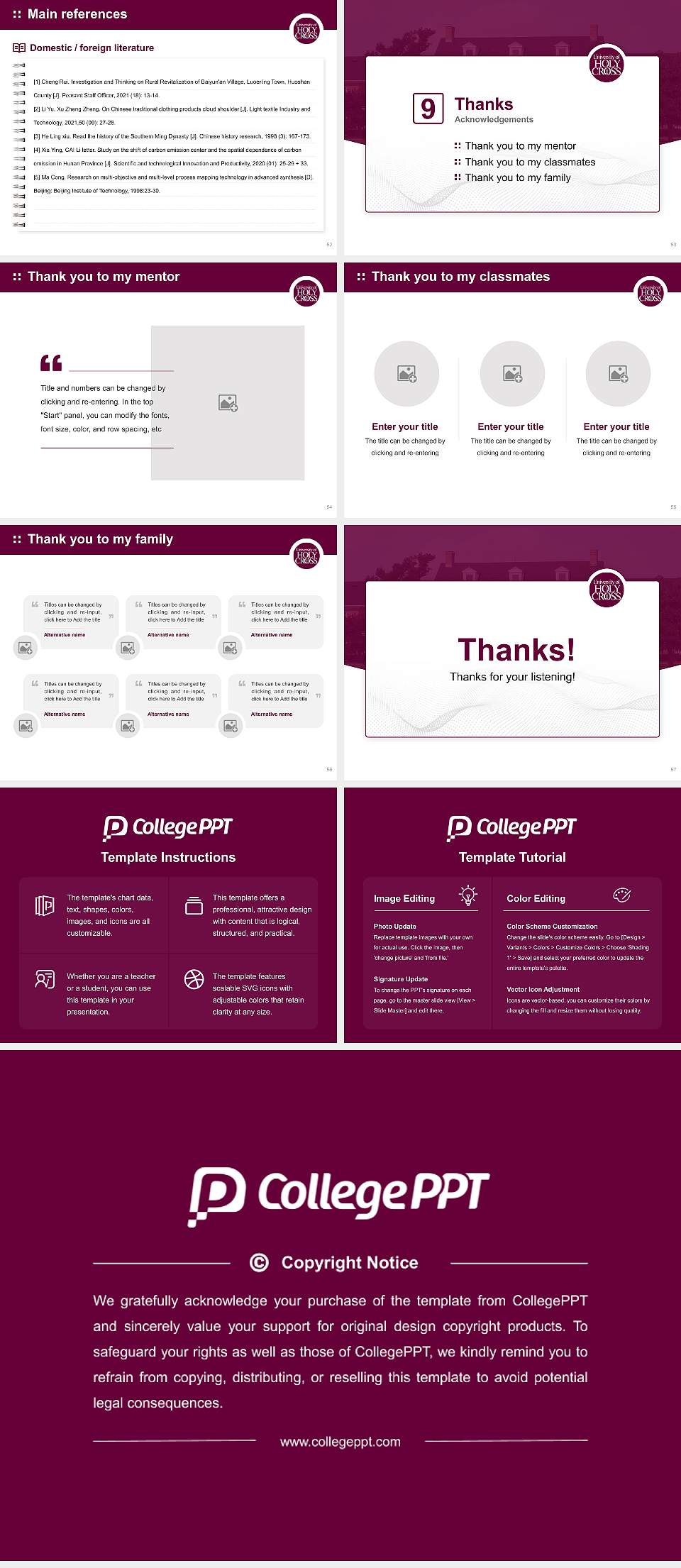 University of Holy Cross Graduation Thesis Defense PPT Template4:3 ratio PPT effect preview image7
