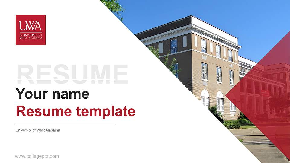 University of West Alabama Resume PPT Template16:9 ratio PPT effect preview image