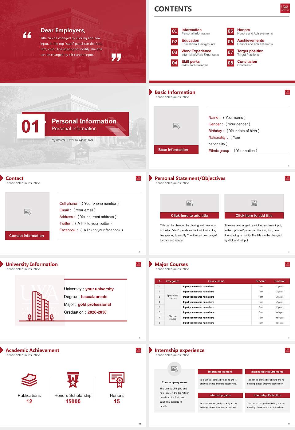 University of West Alabama Resume PPT Template16:9 ratio PPT effect preview image2