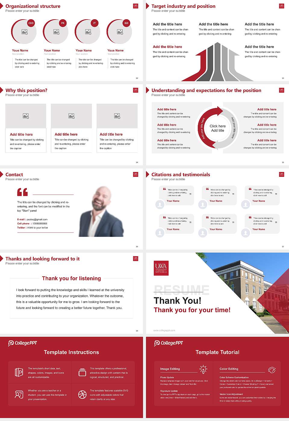 University of West Alabama Resume PPT Template16:9 ratio PPT effect preview image4