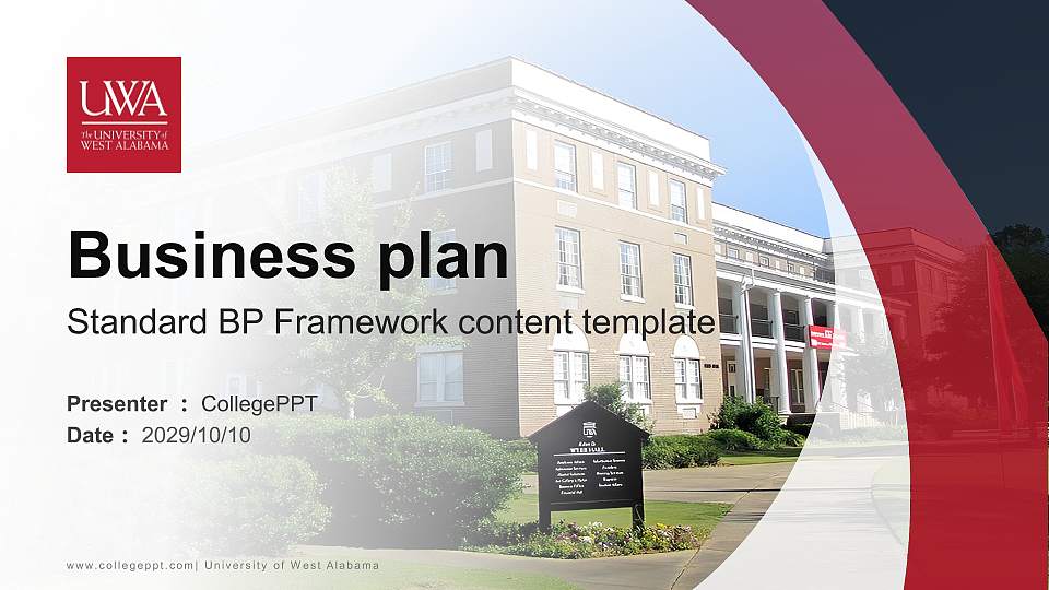 University of West Alabama Competition/Entrepreneurship Contest PPT Template16:9 ratio PPT effect preview image